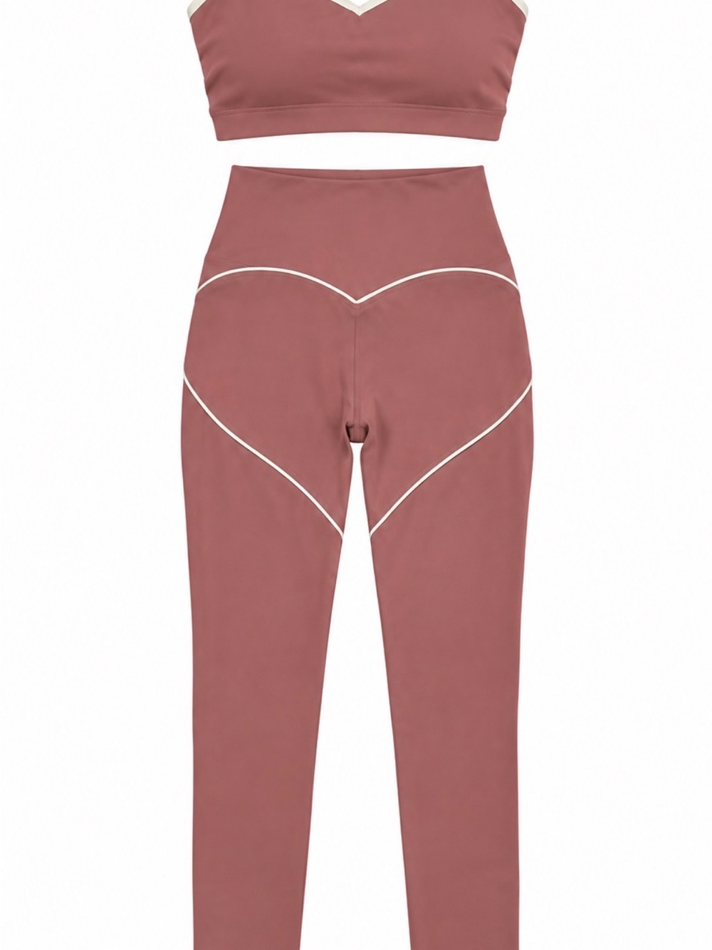 High-Waist Mauve Sculpting Leggings with Heart Seam Detail